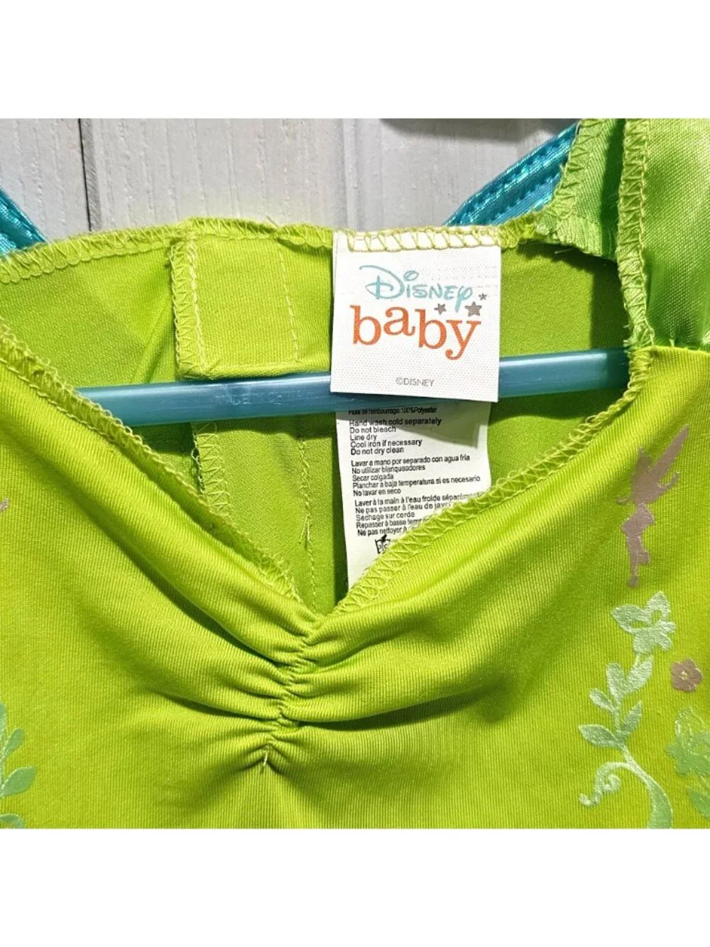 Disney Baby Tinkerbell Costume Wings Fairy Dress Halloween Green Pink 12-18M - Picture 4 of 4